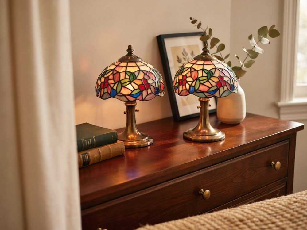 kolorowe klosze lamp witrażowych