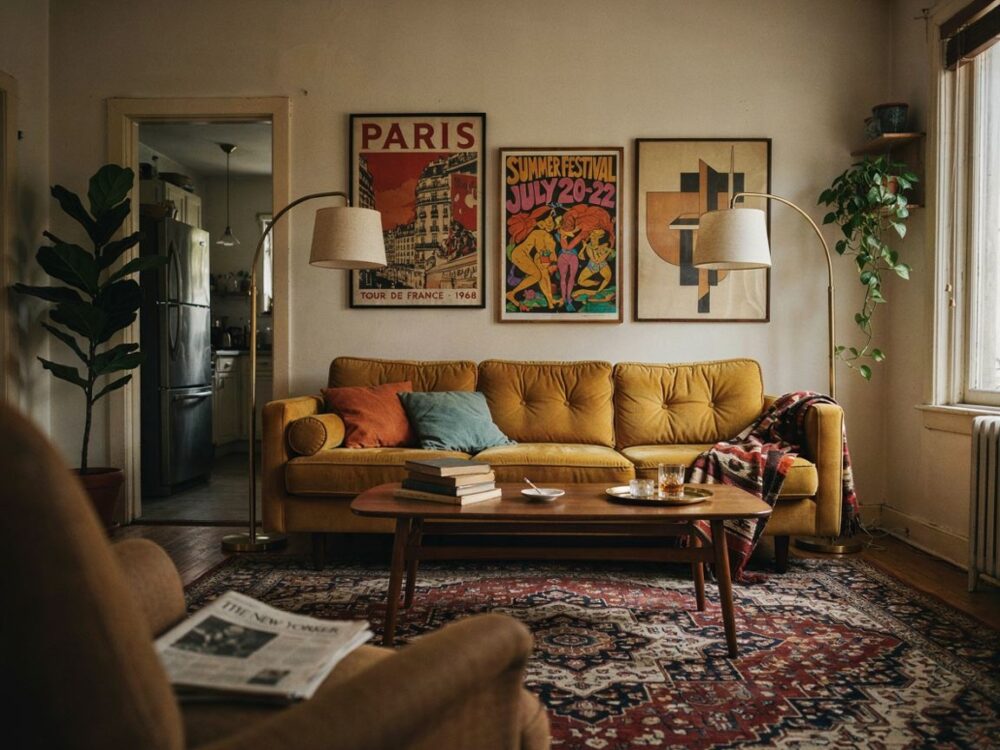 meble vintage w salonie