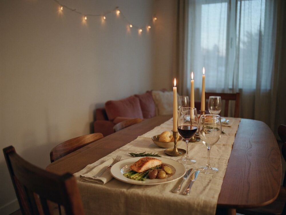 nastrojowe oświetlenie w jadalni